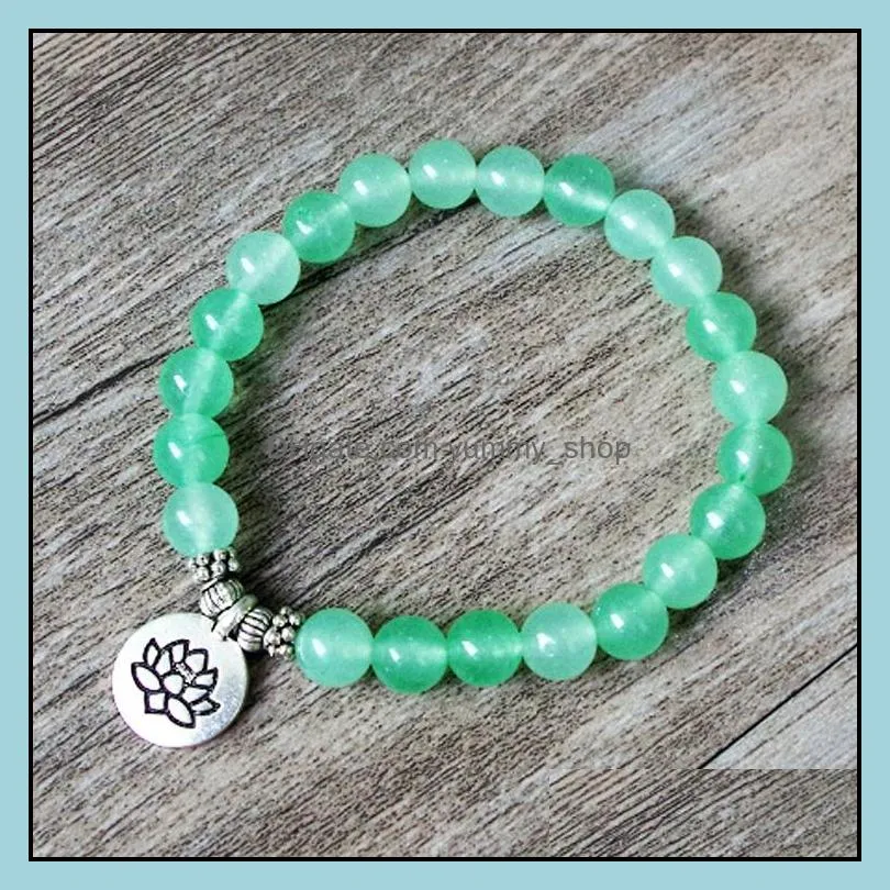 8mm matte amazonite stone strand bracelet yoga chakra mala bracelet om lotus women men beaded charm bracelets handmade jewelry