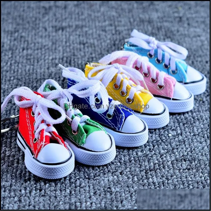 luxury creative canvas shoes designer key chain cell phone charms sneaker handbag pendant keyring keychain for adult child jewelry