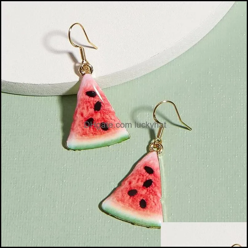 kawaii woman strawberry cake charm earrings resin handmade cute girl sweet creative watermelon food drop earring ear jewelry gifts