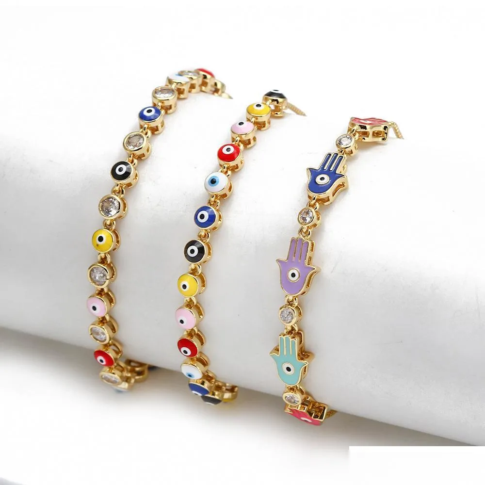 fashion jewelry enamel evil eye bracelet colorful blue eyes adjustable bracelets