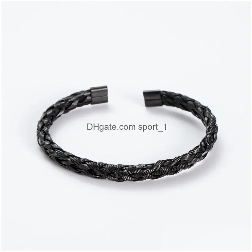 fashion jewelry titanium steel twist braid bracelet stainless steel wire bangle opening bracelets