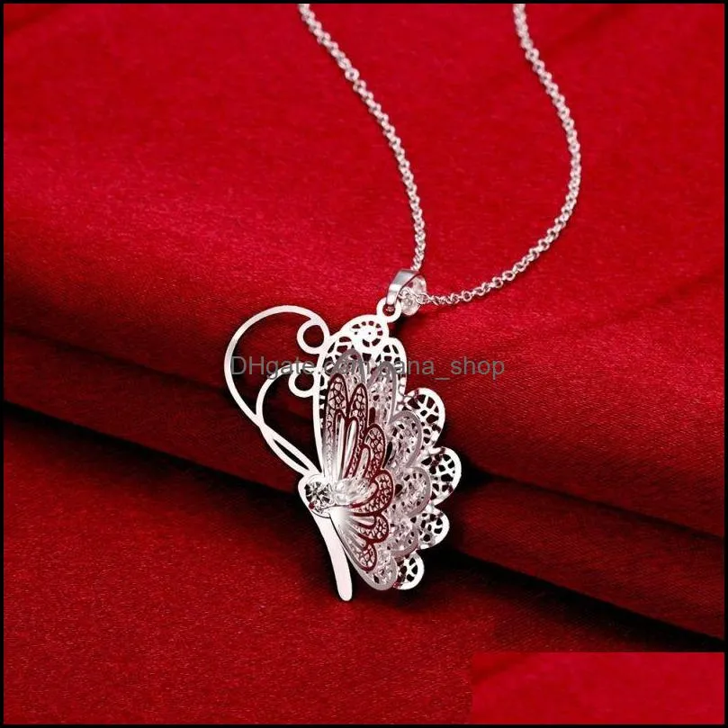 pretty necklace 3 layer 3d crystal wing pendants necklaces sweater long chain necklace nanashop