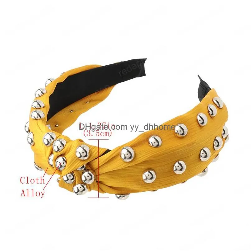 fashion girls headband steel ball inlaid solid color hair bands ladies knotted headbands hair accessori