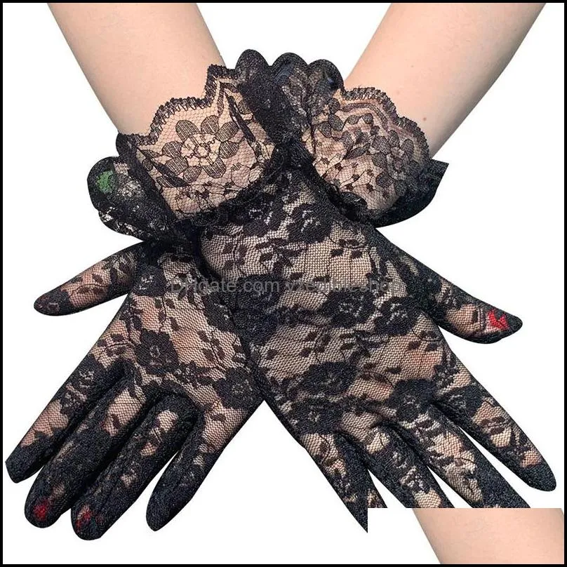 party sexy dress gloves women high quality lace mittens paragraph wedding accessories full finger girls