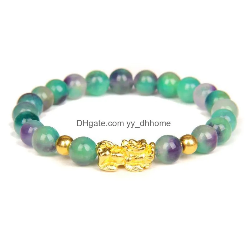 healing stone beads bracelet men women unisex wristband gold pixiu wealth good luck women bracelet jewelry friend gift