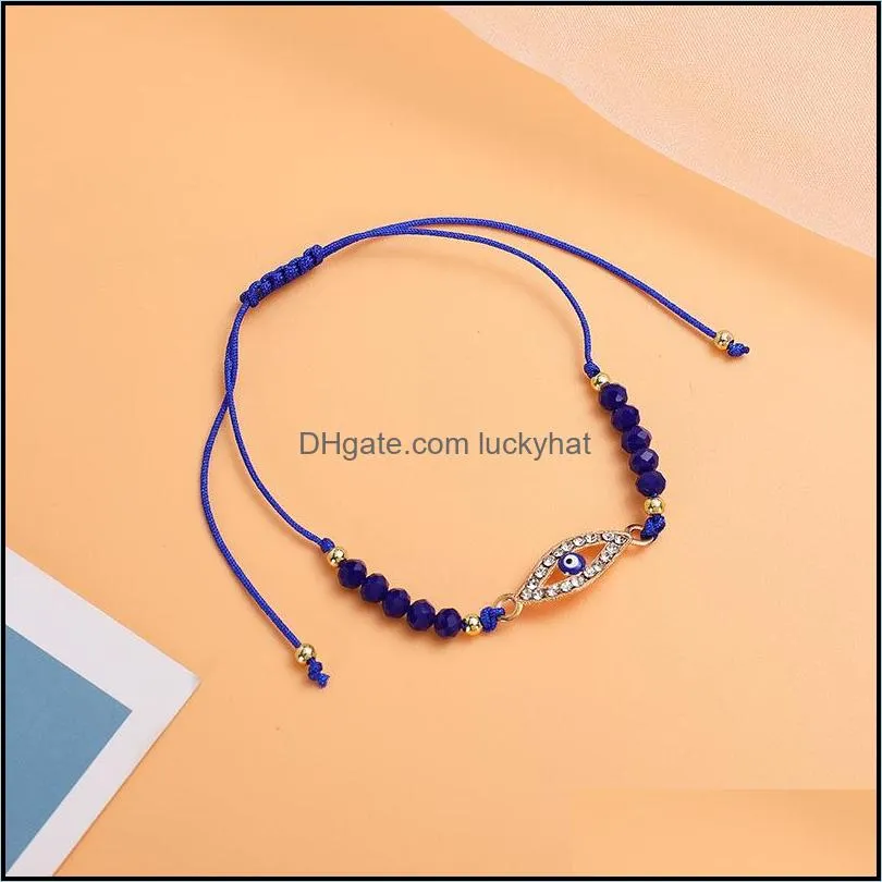 12pcs/set blue evil eye bracelets for women crystal tree hand cross heart turtle charm beads rope string chain adjustable bangle fashion jewelry