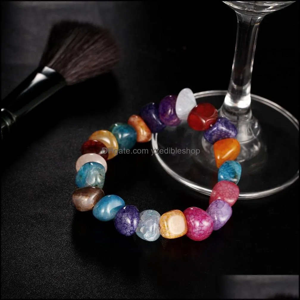 colorful natural stone bracelets for women men healing rainbow beads yoga elasticity bangle fashion handmade jewelry gift