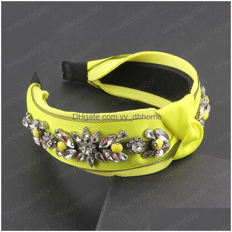 fashion inlaid rhinestone color slippery silk fabric headband ladies street travel gift hair accessories