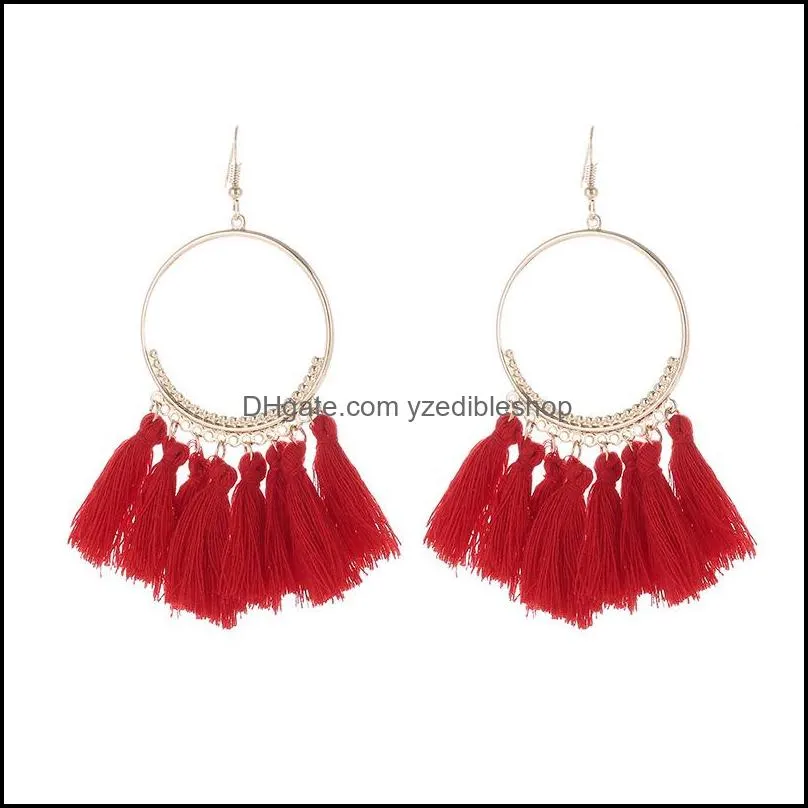  ethnic fringe tassel dangle earrings for women bohemian large big hoop long statement drop earrings female fashion jewelry gift