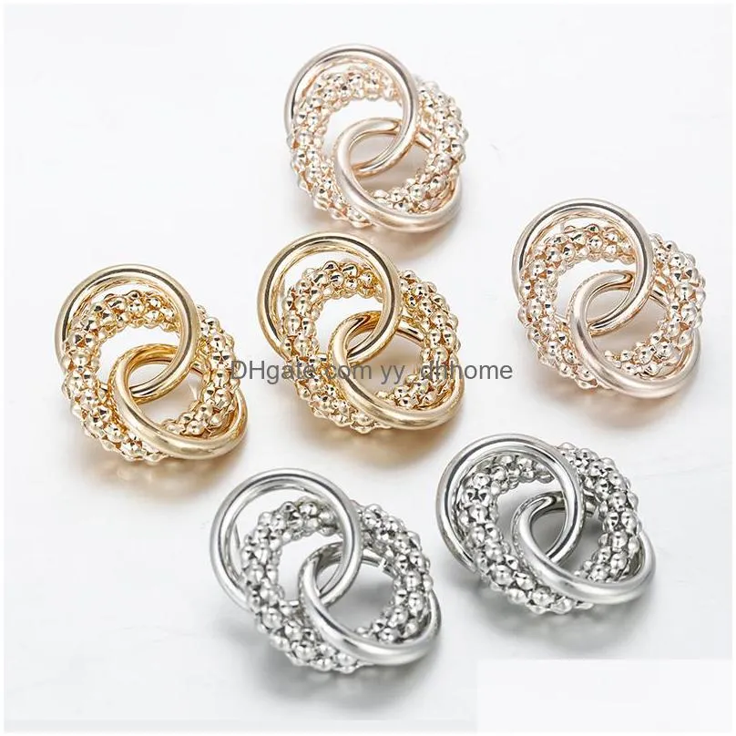 3 colors punk metal simple twisted round big earrings unique fashion gold silver color drop earrings women jewelry