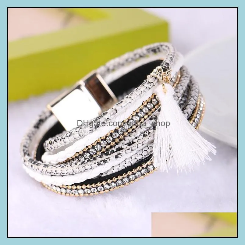 infinity bracelet braided multilayer bracelet brazilian beach magnet buckle tassel leather bracelets nanashop