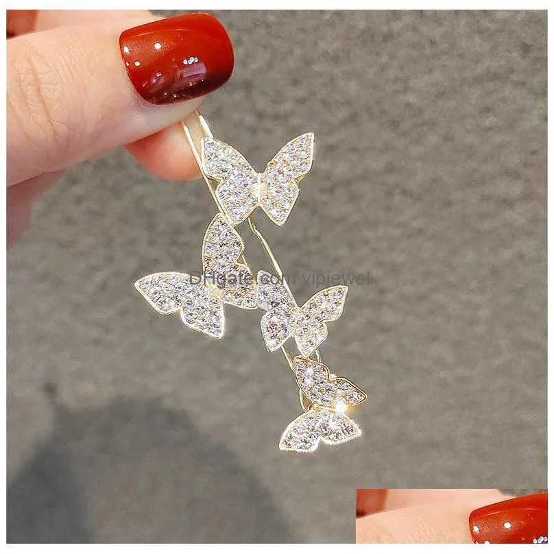 europe fashion jewelry rhinstone butterfly barrette hairpin hair clip bobby pin single piece barrette hair accessories