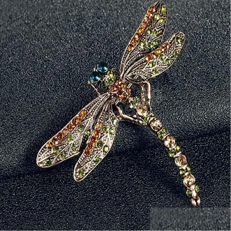 crystal vintage dragonfly brooches for women large insect brooch pin fashion dress coat accessories cute jewelry accessories