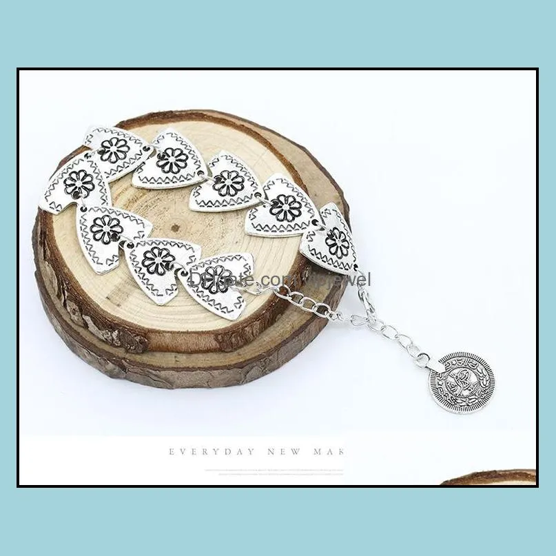 triangle coin bracelet gypsy bohemian bracelets carved flower turkish ethnic tribal chic boho jewelry arrow bracelets vipjewel
