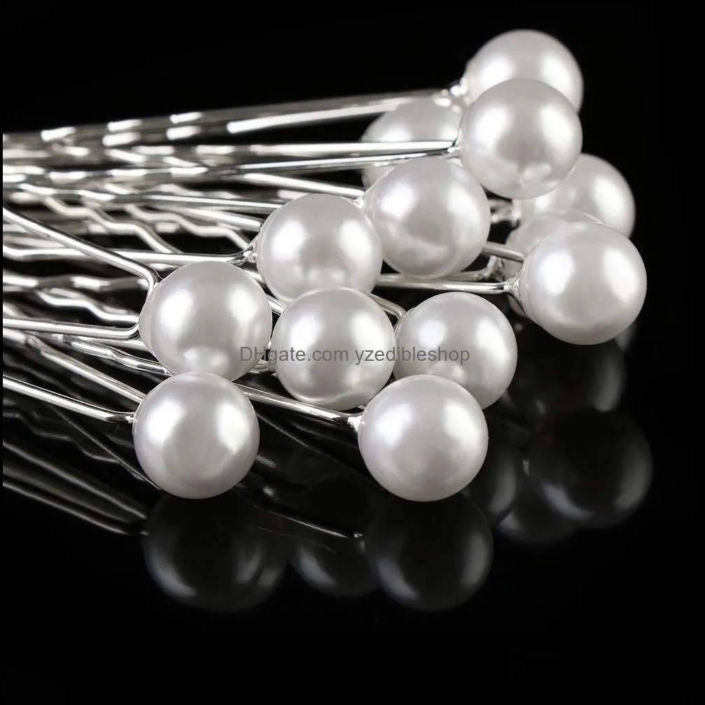 fashion imitation pearl ushaped pin hairpin bridal tiara hair accessories wedding hairstyle design tools disk hair hairpins