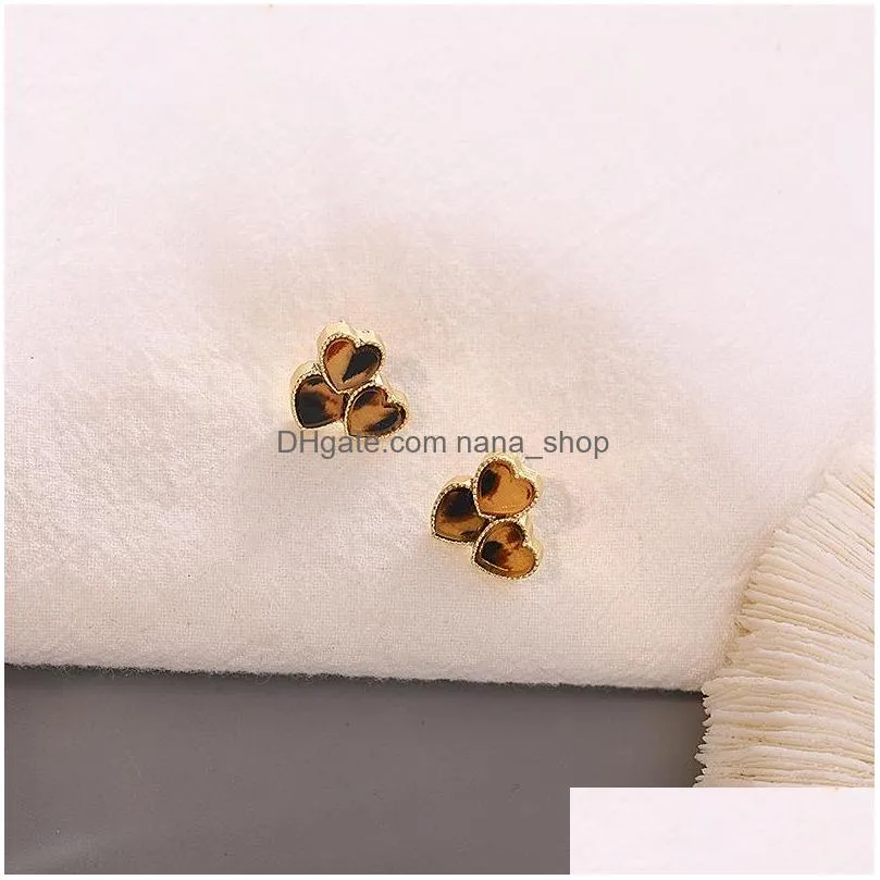 fashion jewelry s925 silver post heart earrings leopard hearts stud earrings