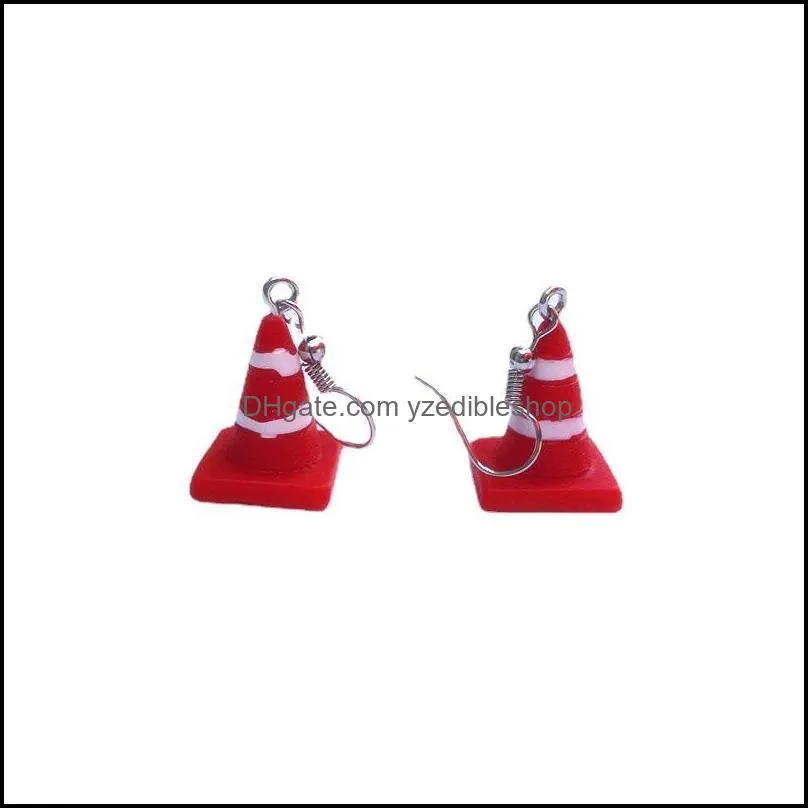 handmade funny mini traffic road cones resin dangle charm for women girl drop earrings creative personality jewelry gift