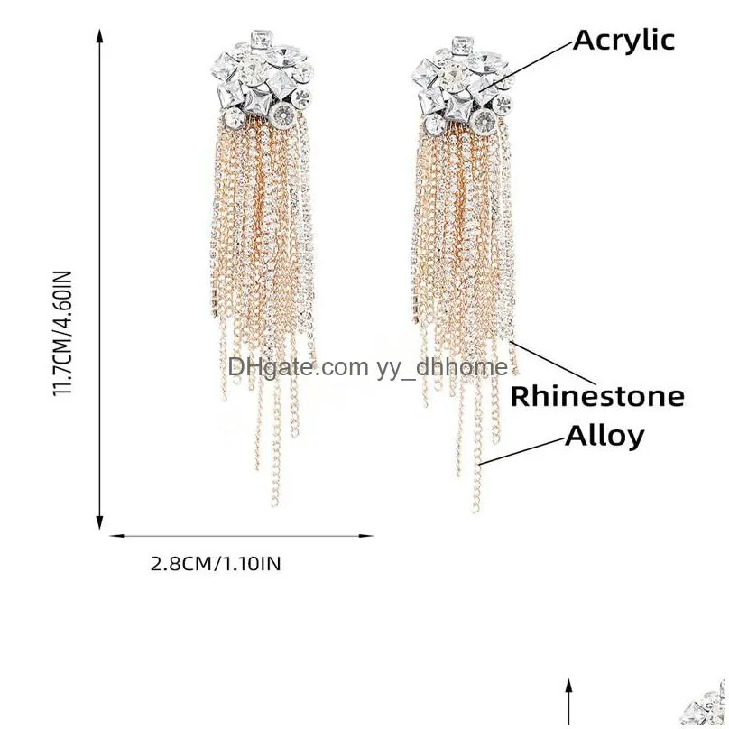 fashion metal acrylic rhinestone geometric tassel earrings party simple dangle earrings womens jewelry