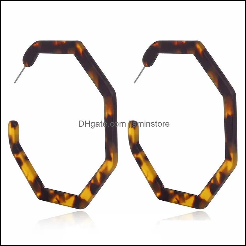  leopard print acrylic dangle earrings acetic acid sheet geometric circle square long drop earrings for women fashion jewelry