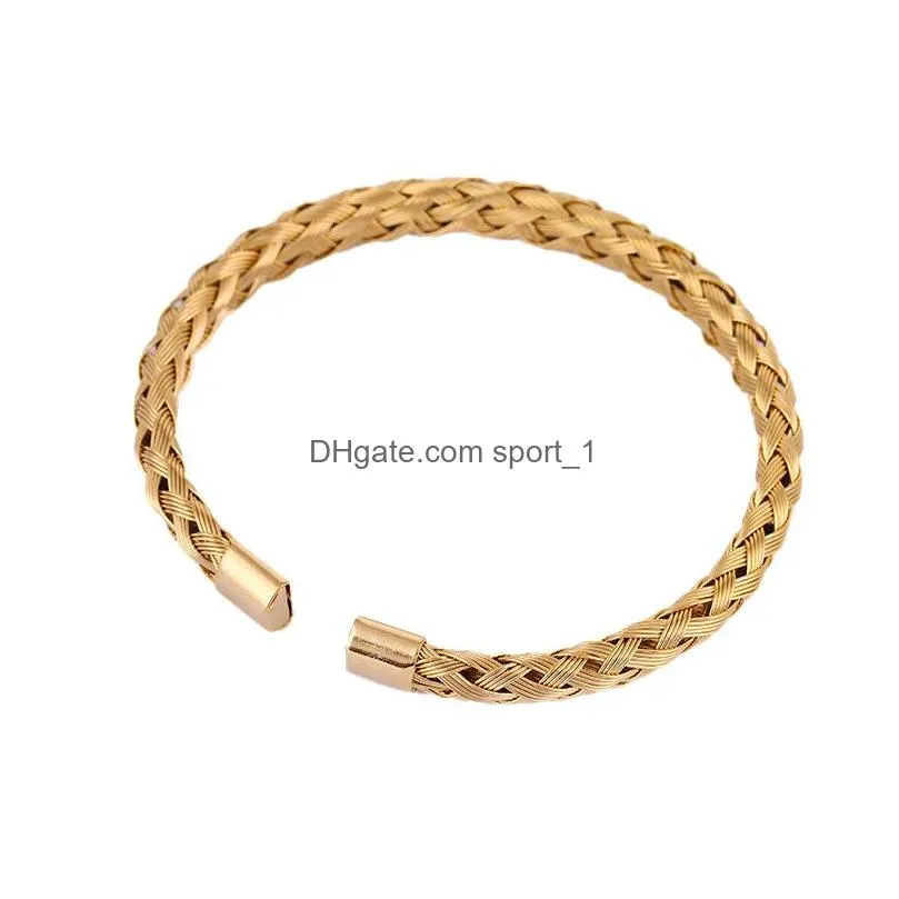 fashion jewelry titanium steel twist braid bracelet stainless steel wire bangle opening bracelets