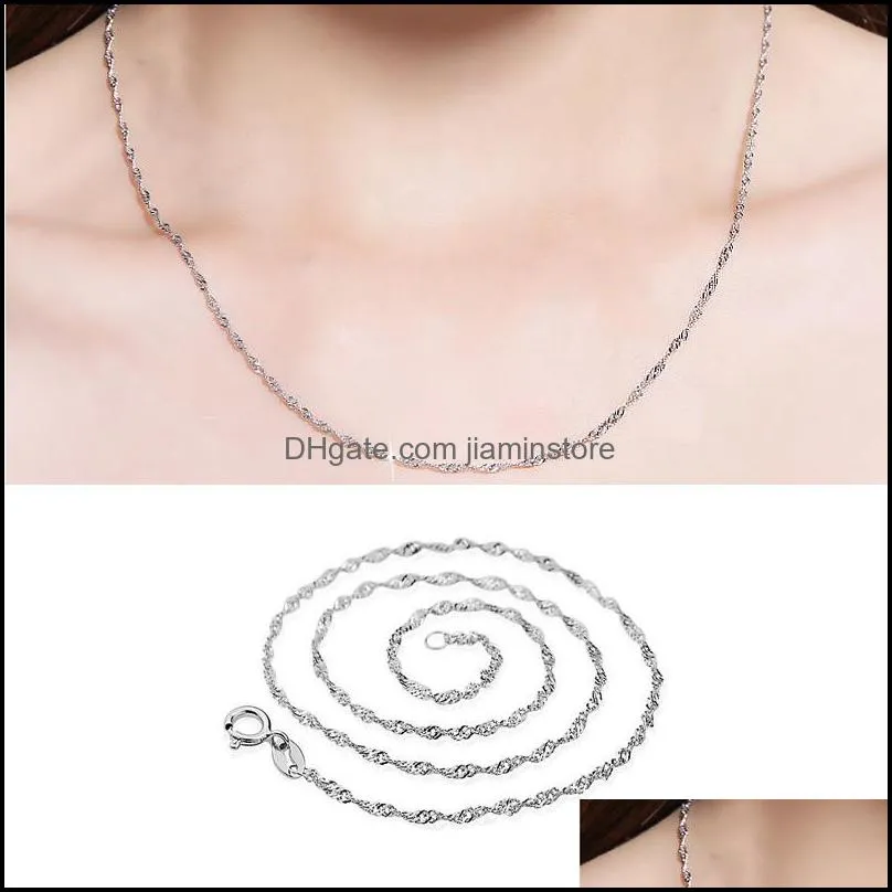 925 sterling silver smooth water wave chains women luxury choker necklaces fashion jewelry in bulk size 16 18 20 inches