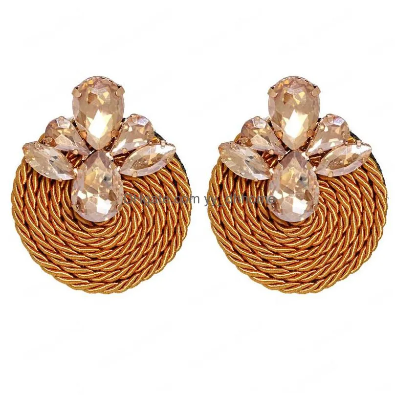 colorful flower earring bohemian handmade round dangle earrings for women fashion jewelry accessories