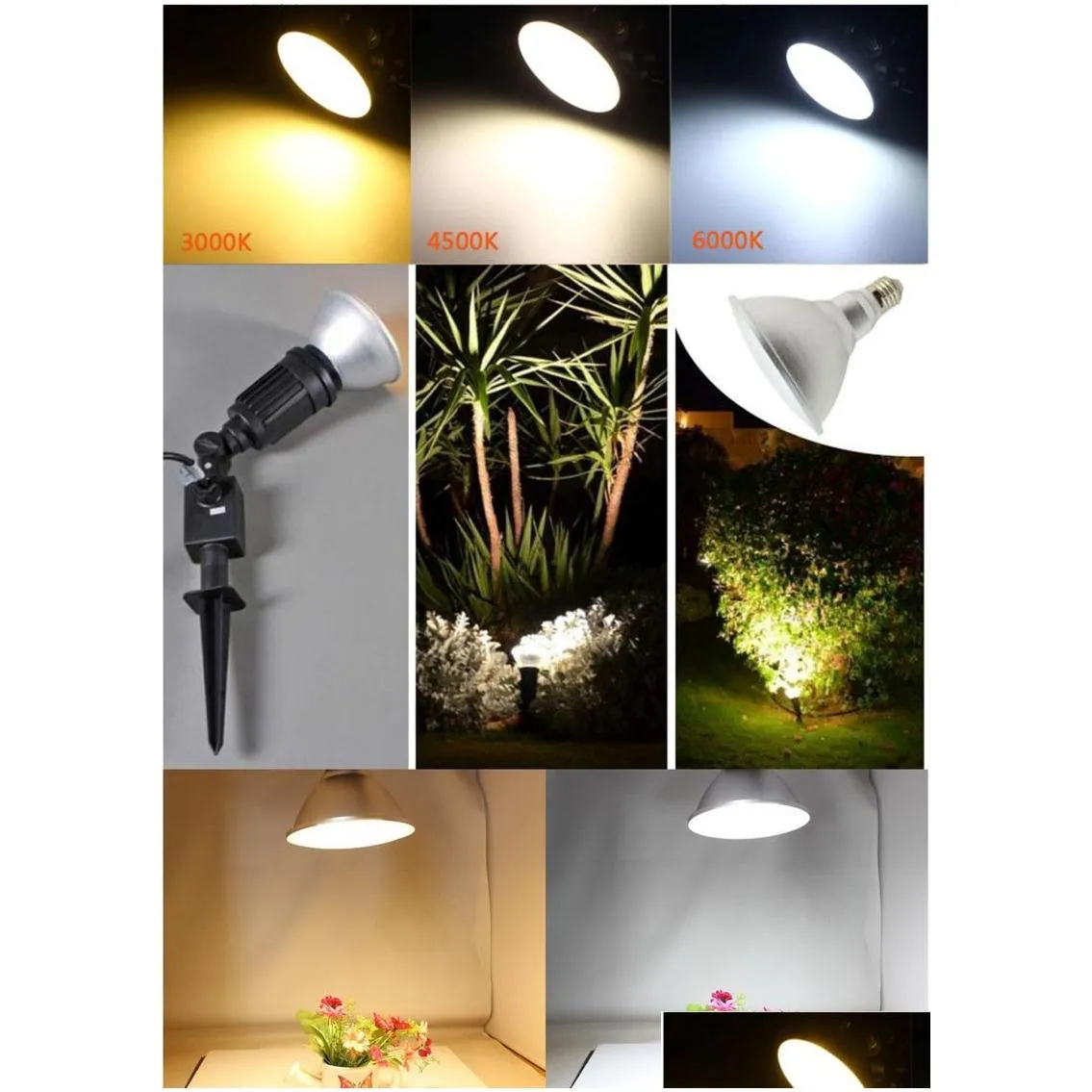 ip65 waterproof par20 par30 par38 e27 led 110v240v 7w 12w 15w dimmable led ceiling lamp spot lights bulb