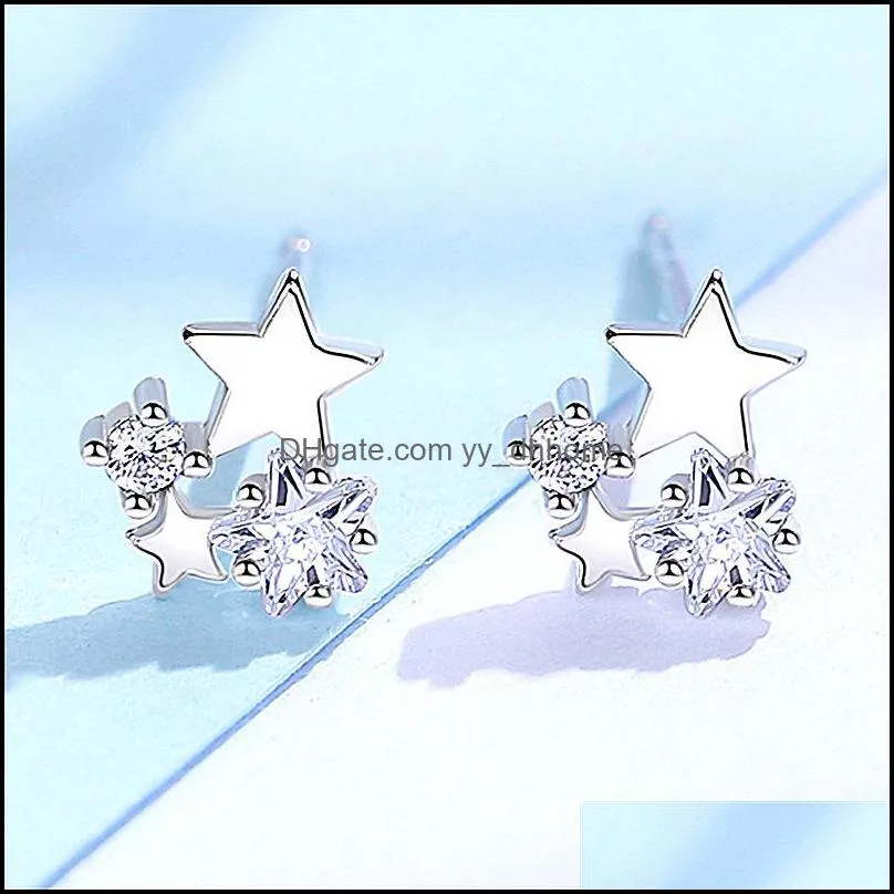 star earrings inlaid with fivepointed star diamond earrings simple small cold wind zircon super flash earrin yydhhome