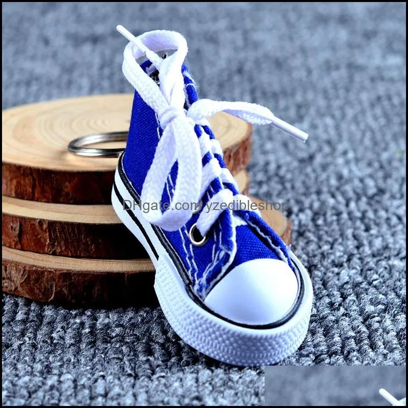 luxury creative canvas shoes designer key chain cell phone charms sneaker handbag pendant keyring keychain for adult child jewelry