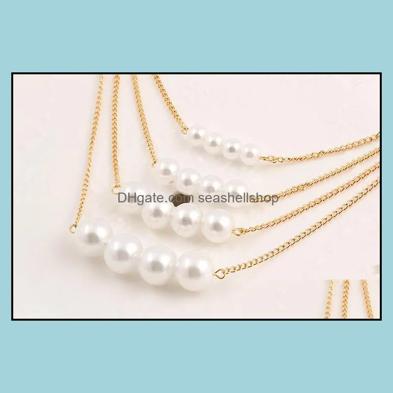 high quality imitation pearl necklaces multilayer fake artificial women pearl choker necklace for ladies fashion jewelry accessories