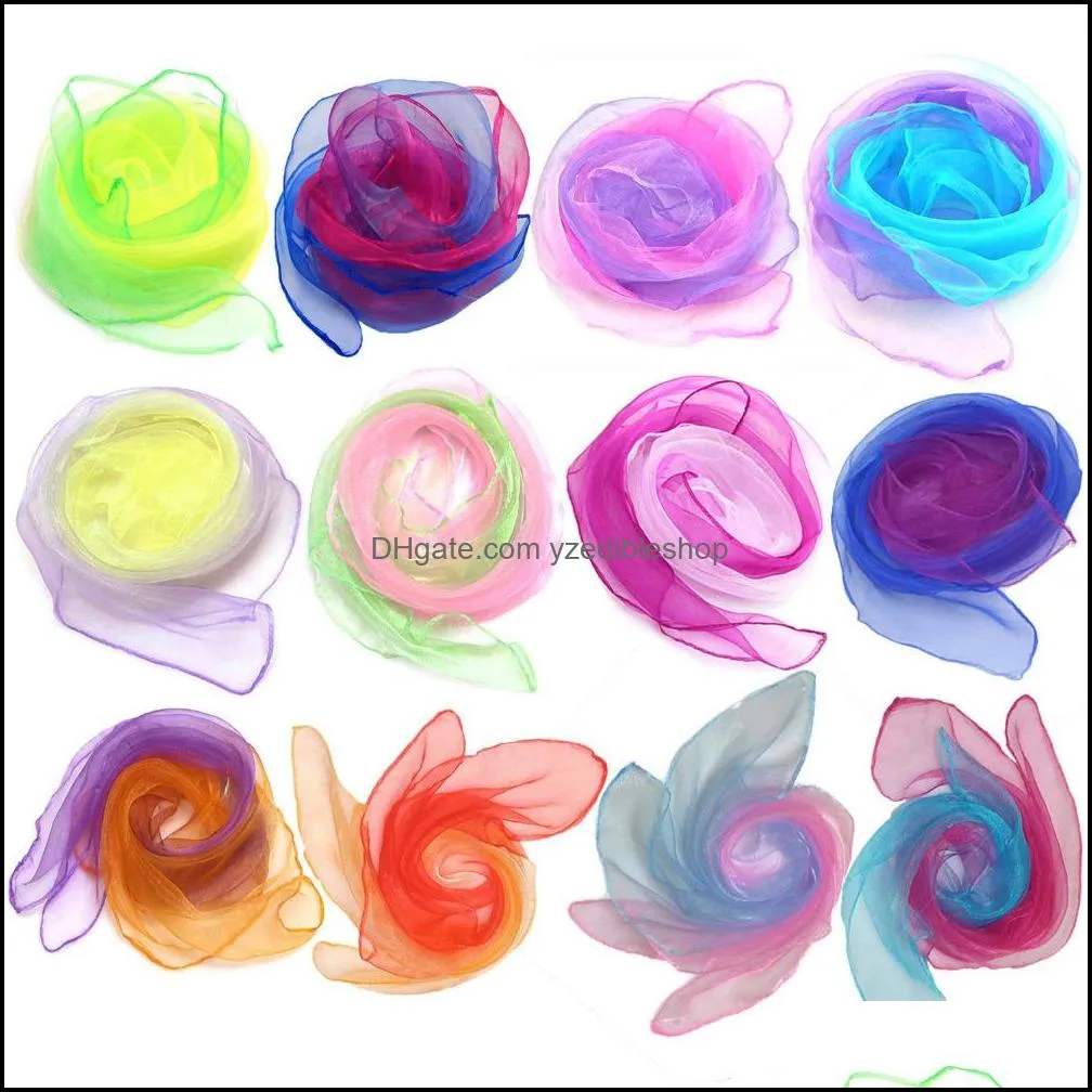 60x60cm gradient color dance band scarf magic square juggling nylon magic tricks performance props accessory rhythm for kids