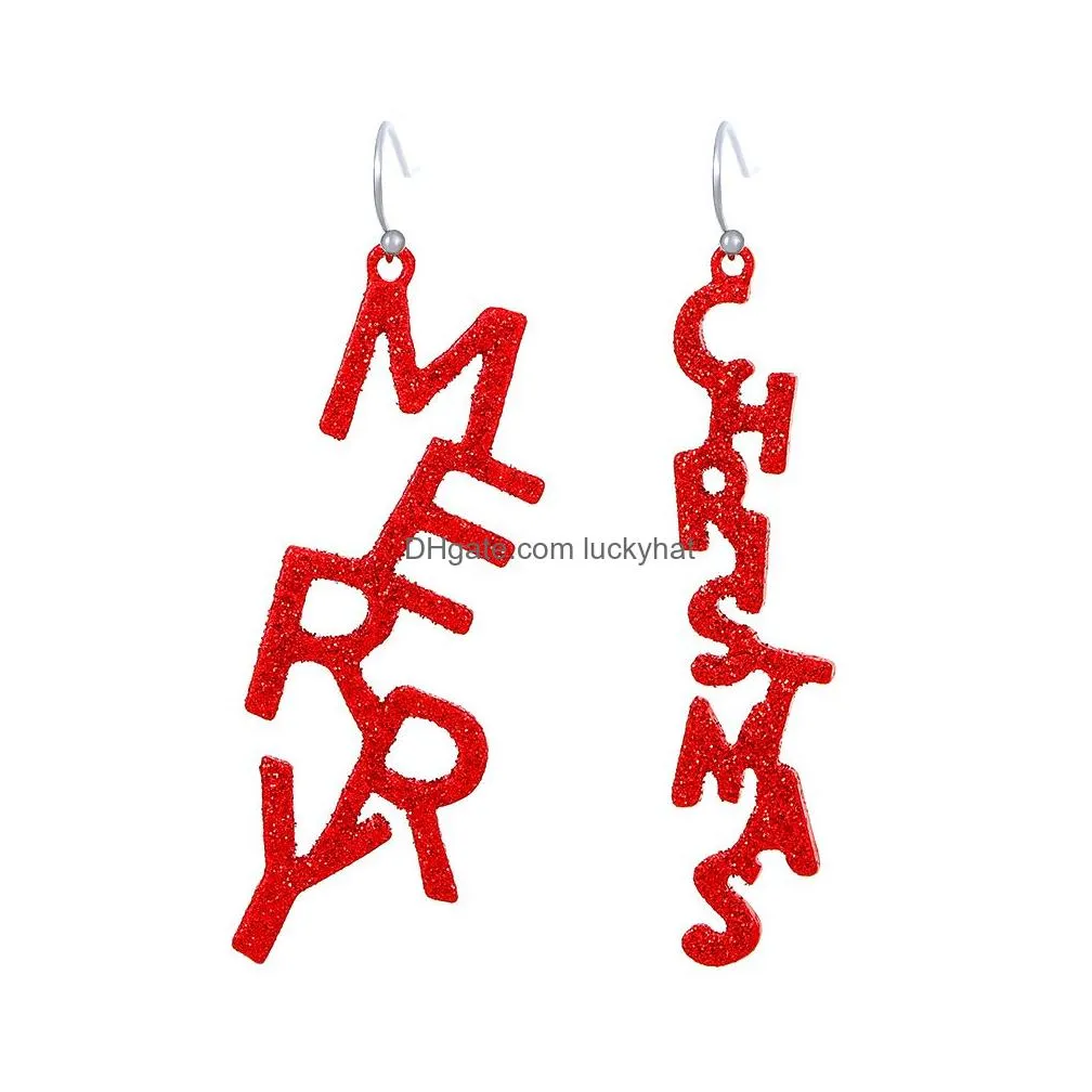 fashion jewelry christmas dangle earrings for women santa tree letters earrings