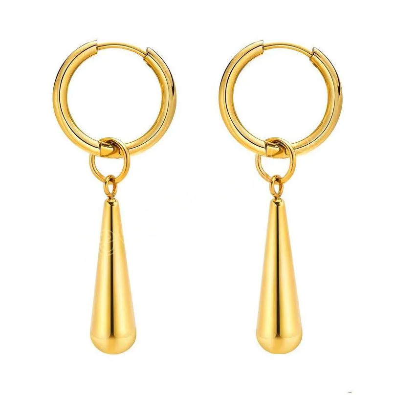 fashion gold silver color stainless steel waterdrop shaped dangle drop earrings for women girl wedding jewelry gifts