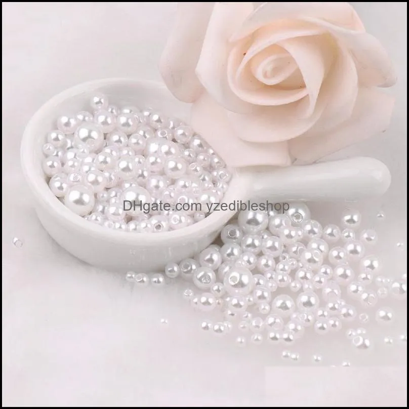 38mm round abs plastic shape imitation pearls white beads handmade diy bracelet jewelry accessories making wholesale 150pcs/set