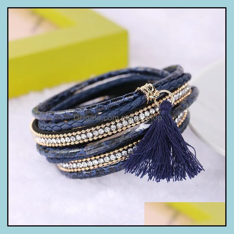 infinity bracelet braided multilayer bracelet brazilian beach magnet buckle tassel leather bracelets nanashop