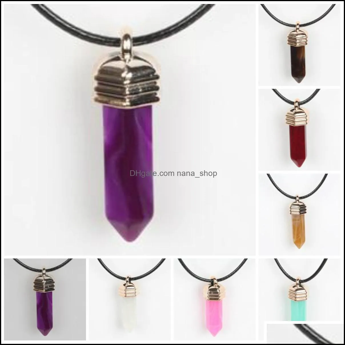 necklace gold chain healing crystals amethyst rose quartz glass resin stone chakra healing point necklaces nanashop