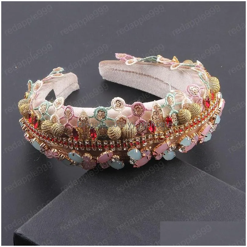vintage luxury full colorful crystal headbands bohemia beads hairbands rhinestone hair accessories