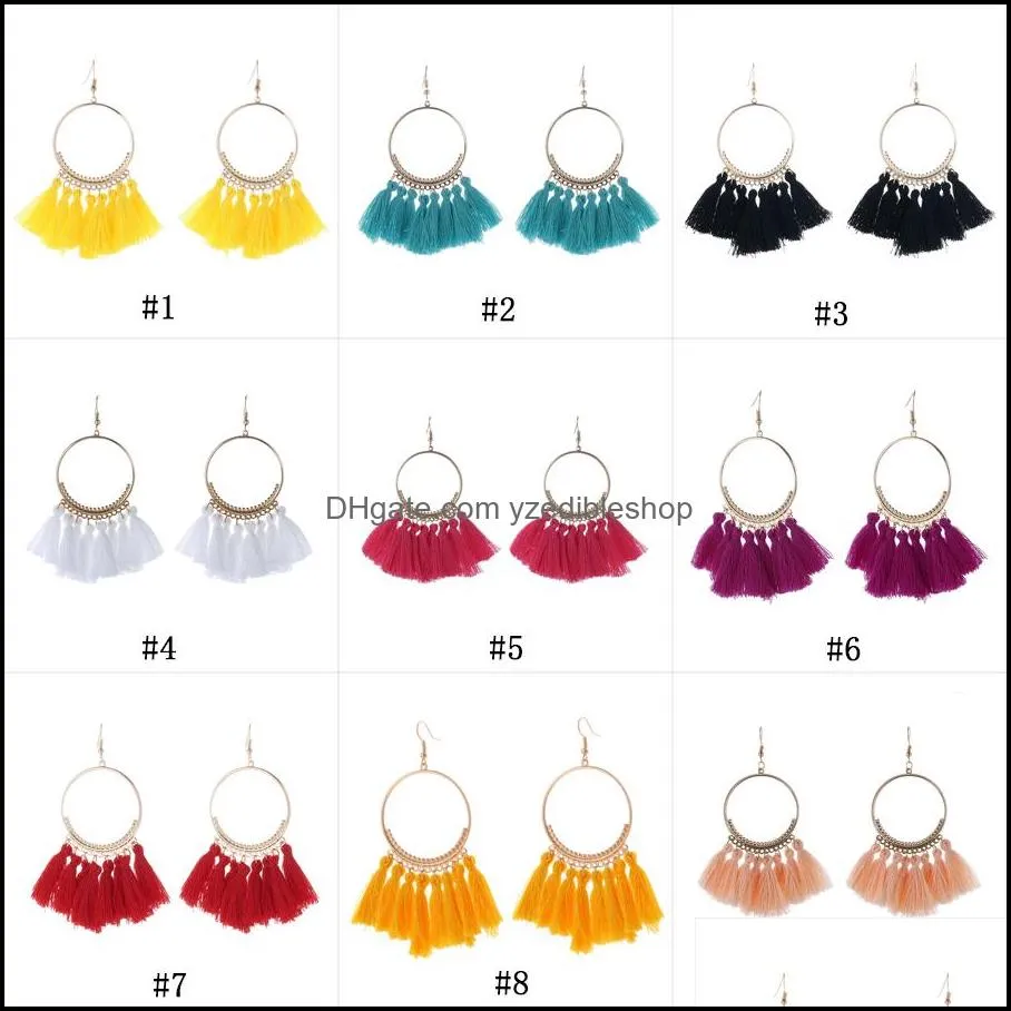  ethnic fringe tassel dangle earrings for women bohemian large big hoop long statement drop earrings female fashion jewelry gift