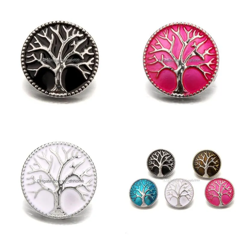 fashion tree of life 18mm snap button jewelry enamel process noosa chunks diy ginger snap button charms bracelet necklace