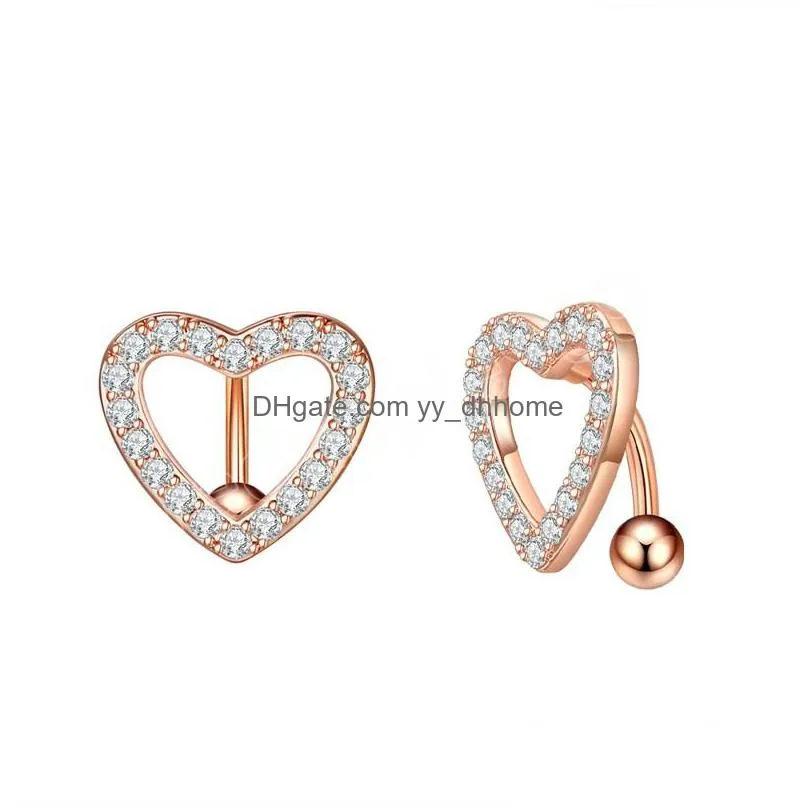 sexy inverted bar heart zircon belly button ring reversed bar barbell 316l surgical steel navel piercing ombligo