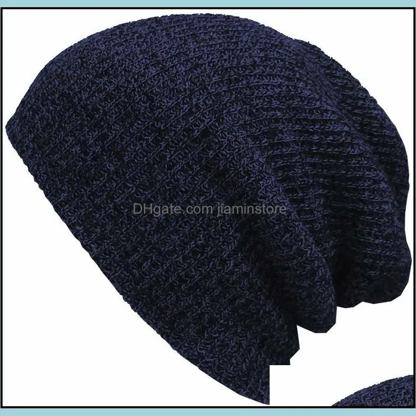 casual knitted beanie hat winter men warm slouchy skull caps crochet male baggy cap fashion accessories