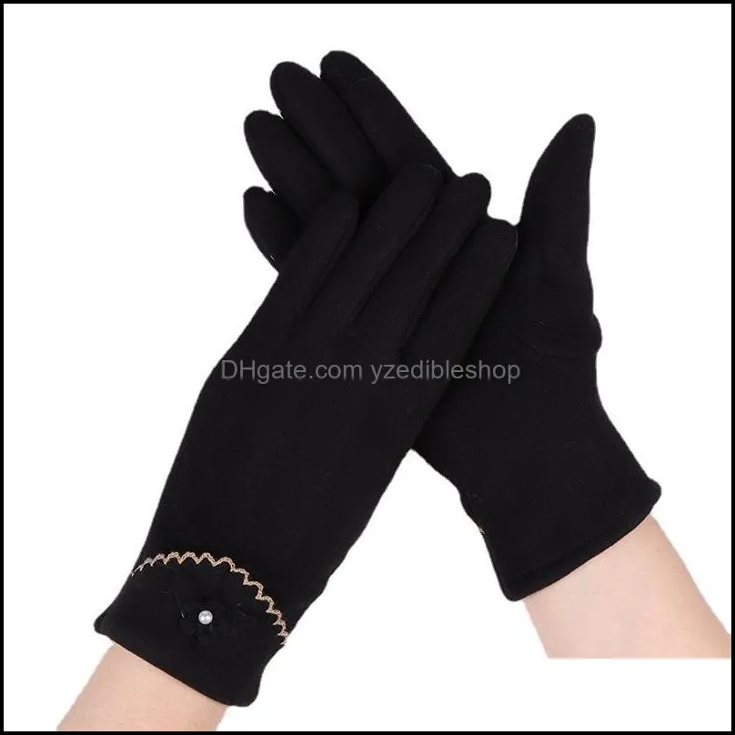 casual winter fleece five fingers gloves outdoor korean sports riding thick warm nonslip touch screen driving mittens