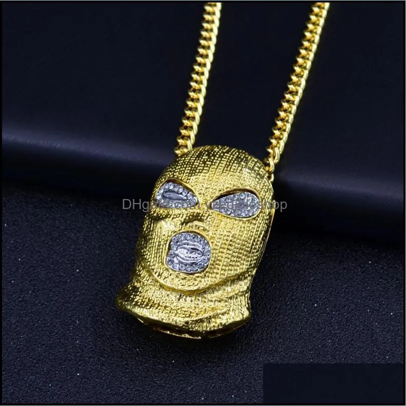 hip hop jewelry csgo pendant necklaces mens punk 18k alloy gold silver plated mask head charm cuban link chain necklac yzedibleshop