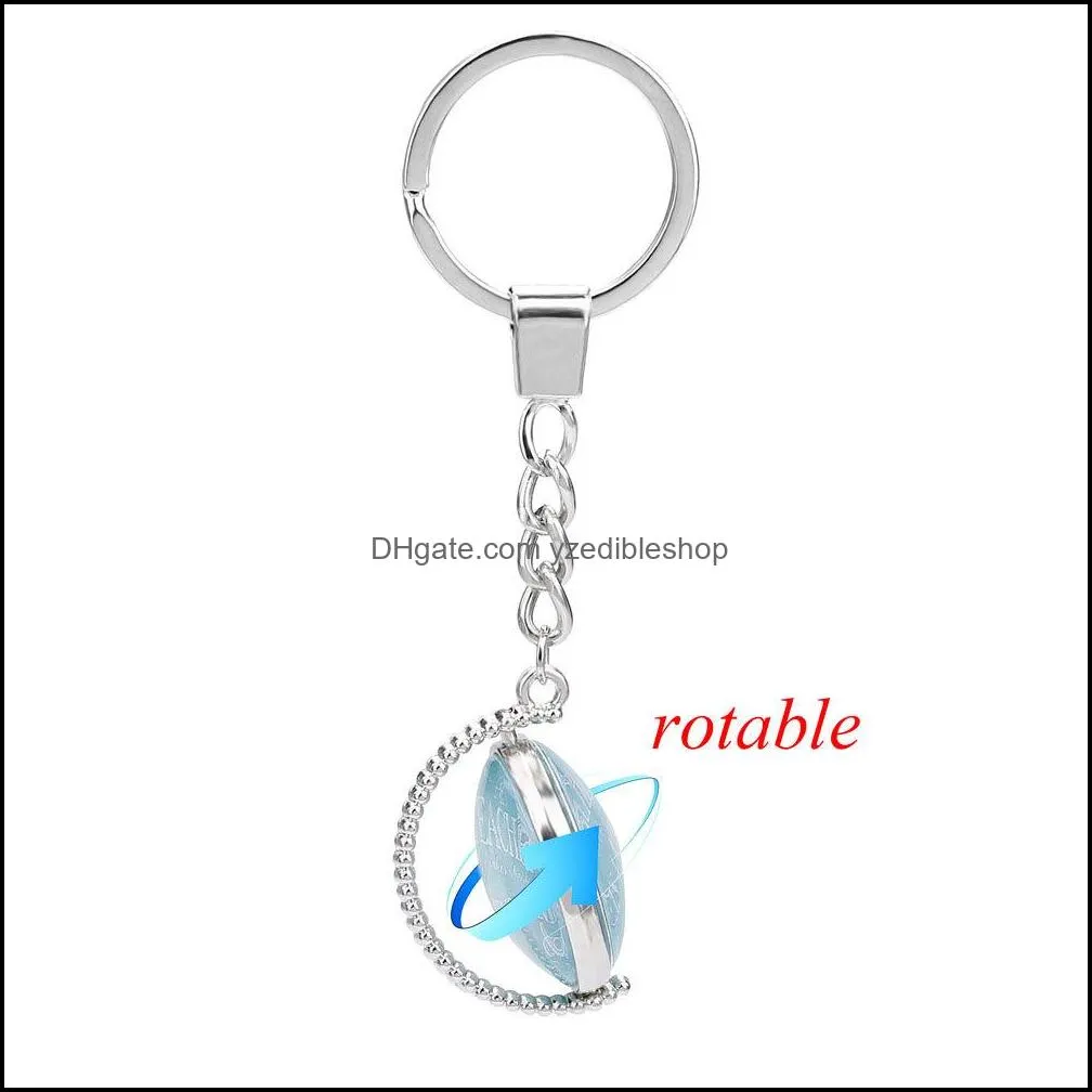 2019 christmas glass cabochon double sides keychains reindeer tree santa claus bell snowman pendant rotable key chain jewelry