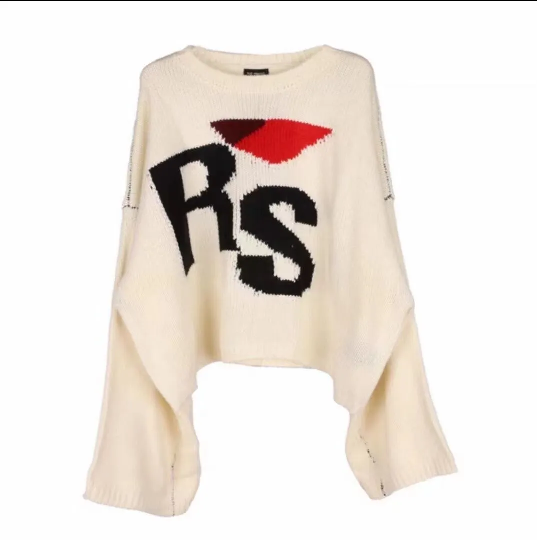Men`s Sweaters RAF classic RS letter short long sleeve loose Pullover Sweater high street ins wool sweater 999