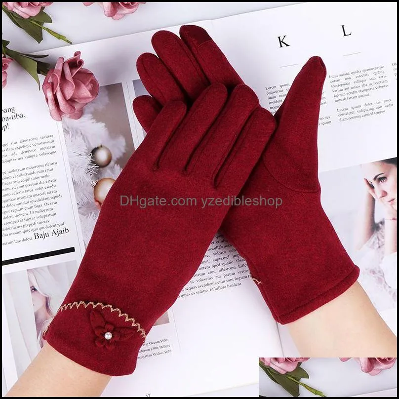 casual winter fleece five fingers gloves outdoor korean sports riding thick warm nonslip touch screen driving mittens