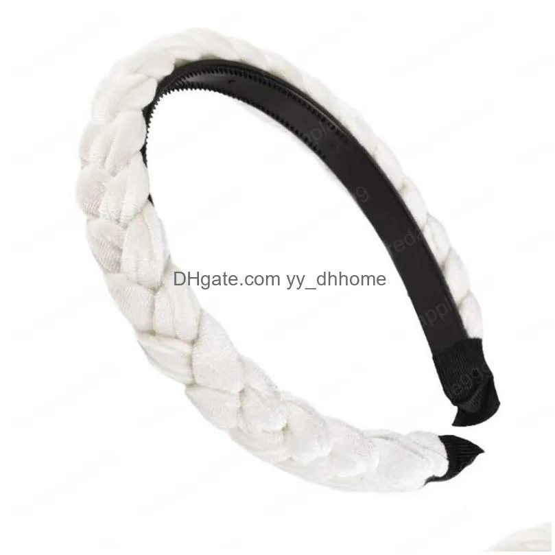  fashion braid headband soft flannel hairband women nonslip teeth headwear turban classic hair hoop adult hair accessories