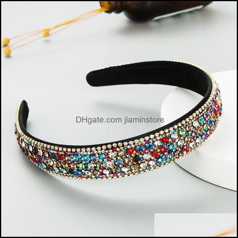 baroque style multicolor shiny rhinestone hairband crystal headband women wedding hair hoop hair accessories headbands ornaments