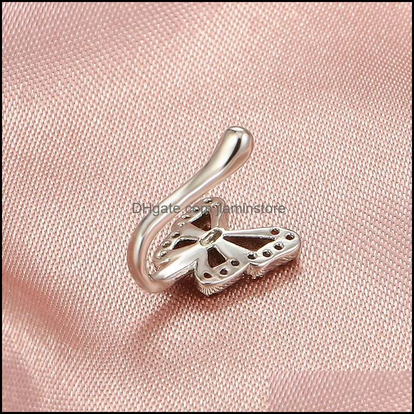 fashion butterfly shape clip on nose rings star fake piercing cross jewelry piercing