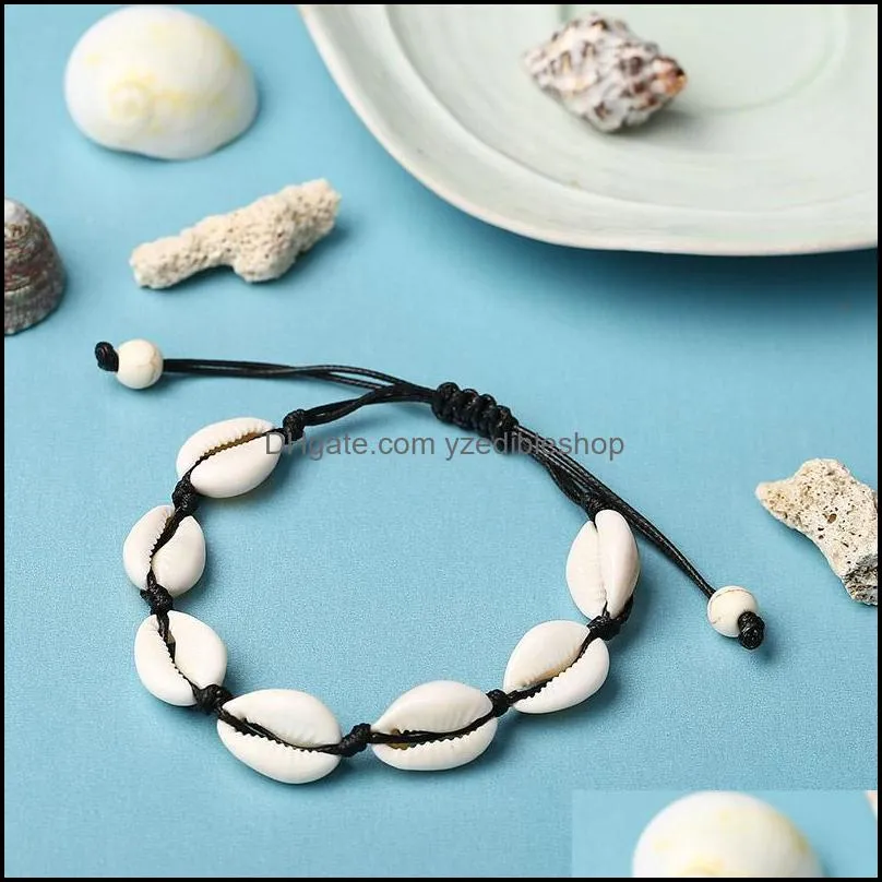 bohemian sea shell bracelet for women girls handmade string rope seashell chains men summer beach wrap bangle fashion boho jewelry